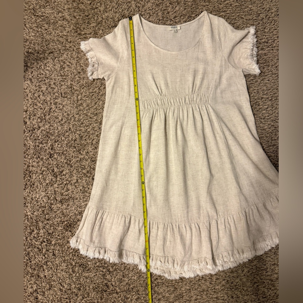 Umgee Linen Short Sleeve Dress with Fringe Details - Picture 13 of 14